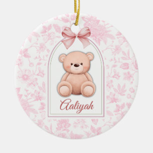 Aaliyah   Custom Pink Teddy Bear Nursery Design  Ceramic Tree Decoration