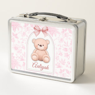Aaliyah   Custom Pink Teddy Bear Nursery Design  Metal Lunch Box