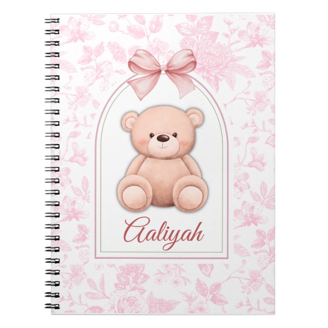Aaliyah | Custom Pink Teddy Bear Nursery Design  Notebook (Front)