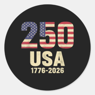 Aamerica 250 Years 4th Of July 250th Anniversary Classic Round Sticker