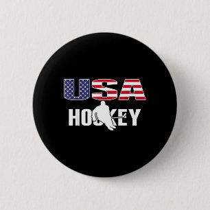 Aamerica Ice Hockey Lovers Jersey - Usa Flag 6 Cm Round Badge
