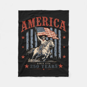 Aamerica Since 1776 250 Years Cowboy Riding Horse Fleece Blanket