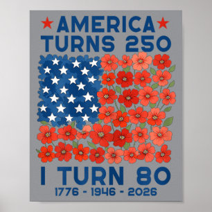 Aamerica Turns 250 Turn 80 1946 80th Birthday Poster