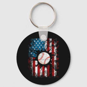 Aamerican Baseball Us Flag 4th Of July Boys Key Ring