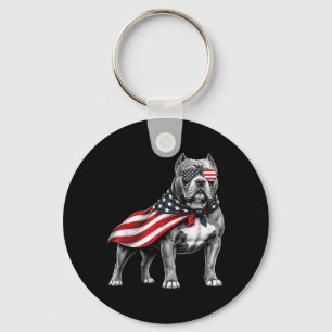 Aamerican Bully 4th Of July Aamerican Flag Dog Key Ring