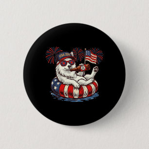 Aamerican Eskimo Dog 250th Aamerica Patriotic Usa 6 Cm Round Badge