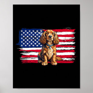 Aamerican Flag Er Spaniel Dog Animal 4th Of July Poster