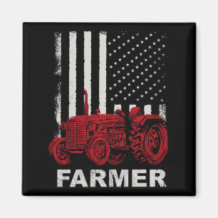 Aamerican Flag Farm Tractors Vintage Patriotic Magnet