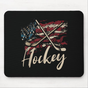 Aamerican Flag Hockey 4th Of July Patriotic Sports Mouse Mat