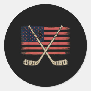 Aamerican Flag Hockey Classic Round Sticker
