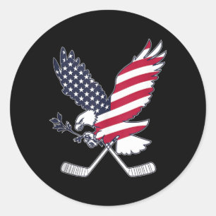 Aamerican Flag Hockey Classic Round Sticker