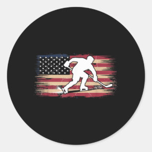 Aamerican Flag Hockey Classic Round Sticker