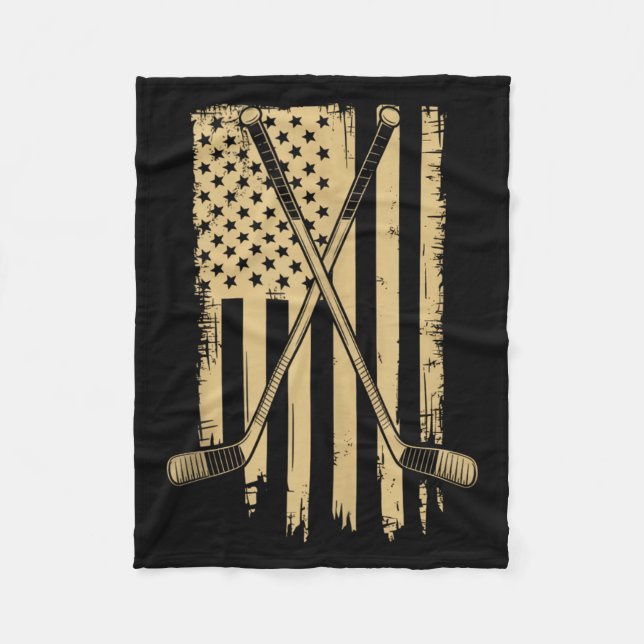 Aamerican Flag Hockey Fleece Blanket (Front)