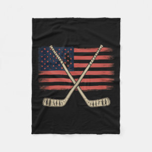 Aamerican Flag Hockey Fleece Blanket