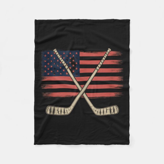 Aamerican Flag Hockey Fleece Blanket (Front)