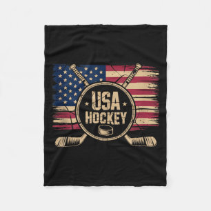 Aamerican Flag Hockey Fleece Blanket