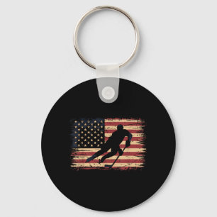Aamerican Flag Hockey Key Ring
