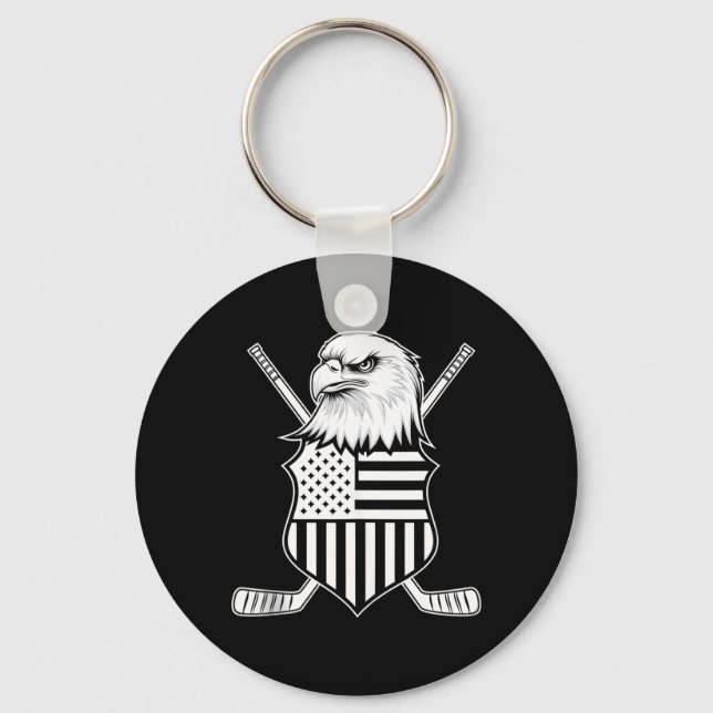 Aamerican Flag Hockey Key Ring (Front)