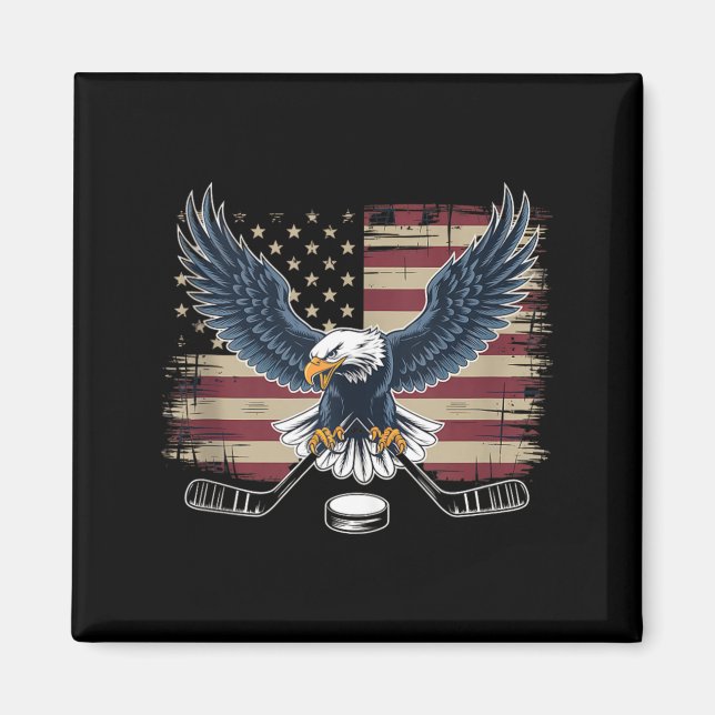 Aamerican Flag Hockey Magnet (Front)