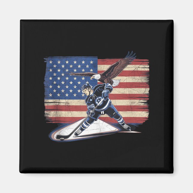 Aamerican Flag Hockey Magnet (Front)