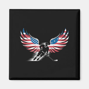 Aamerican Flag Hockey Magnet