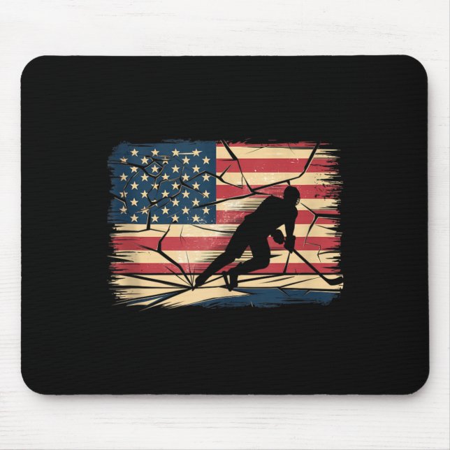 Aamerican Flag Hockey Mouse Mat (Front)