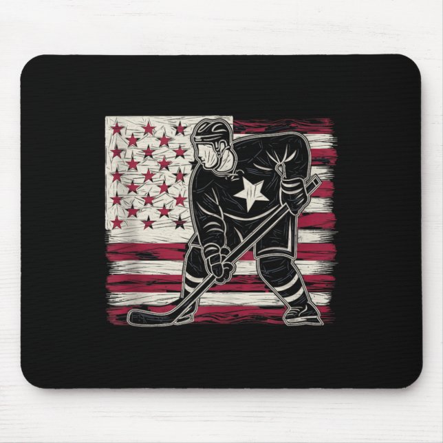 Aamerican Flag Hockey Mouse Mat (Front)