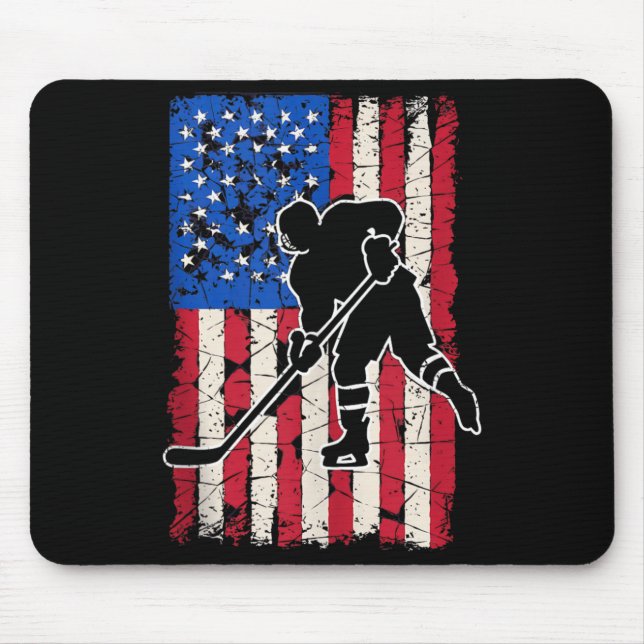 Aamerican Flag Hockey Mouse Mat (Front)