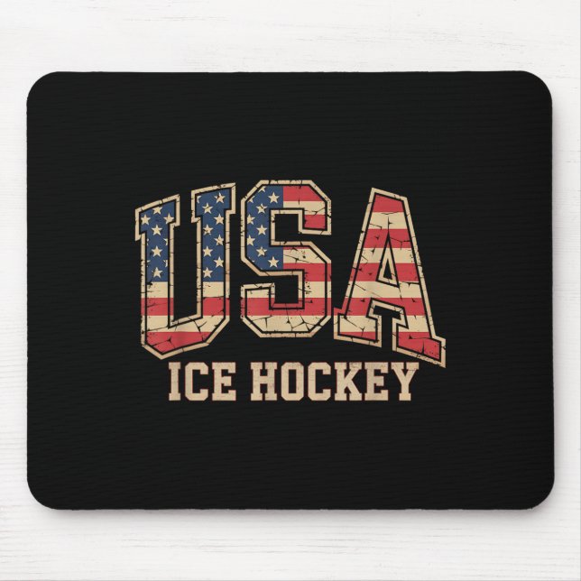 Aamerican Flag Hockey Mouse Mat (Front)
