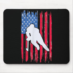 Aamerican Flag Hockey Player 4th Of July Men Women Mouse Mat