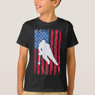 Aamerican Flag Hockey Player 4th Of July Men Women T-Shirt