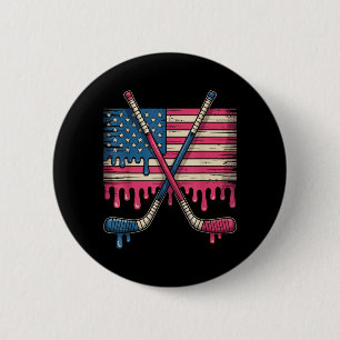 Aamerican Flag Hockey Player Hockey Usa Ice Cream 6 Cm Round Badge