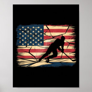 Aamerican Flag Hockey Poster