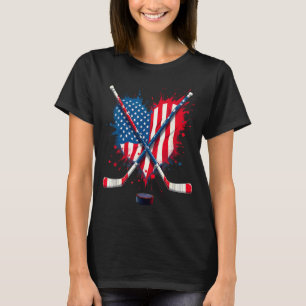 Aamerican Flag Ice Hockey 3 T-Shirt