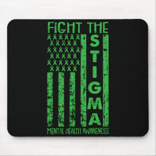 Aamerican Flag Mental Health Awareness Green Mouse Mat
