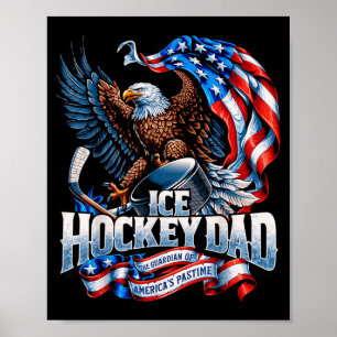 Aamerican Flag Patriotic Usa - Clic Ice Hockey Dad Poster