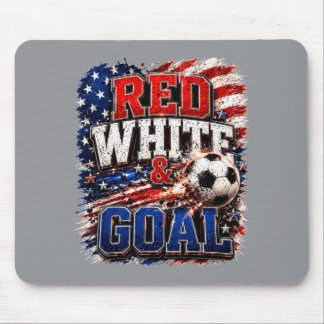 Aamerican Flag Red White And Goal Soccer 4th Of Mouse Mat