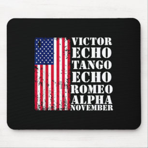 Aamerican Flag Veteran Military Alphabet Patriotic Mouse Mat