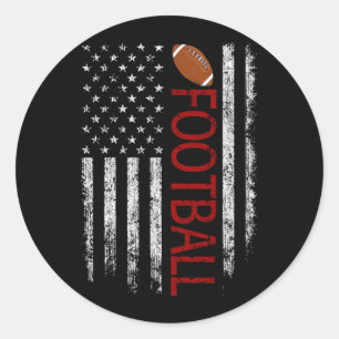 Aamerican Football Flag Helmet Vintage Rugby Ball Classic Round Sticker