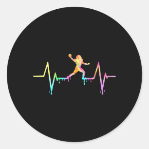 Aamerican Football Heartbeat Colourful Drippy Pain Classic Round Sticker
