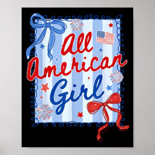 Aamerican Girl Coquette Bow 4th Of July Girl Women Poster