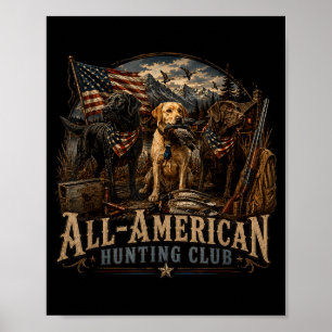 Aamerican Hunting Club Duck Hunter Lab Dogs Mens Poster