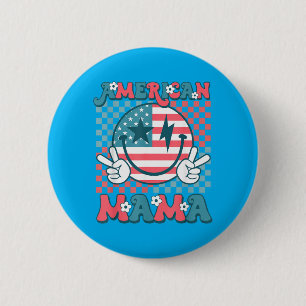 Aamerican Mama Smile Face Groovy Patriotic 4th Of 6 Cm Round Badge