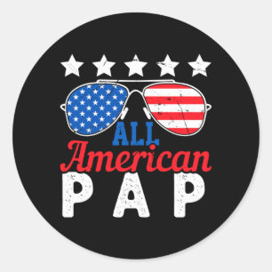 Aamerican Pap Retro 4th Of July Patriotic Grandpa Classic Round Sticker
