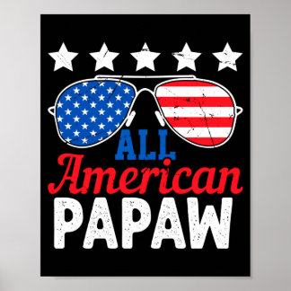 Aamerican Papaw Retro 4th Of July Patriotic Poster