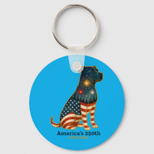 Aamericas 250th For Pitbull Lovers Patriotic Dog Key Ring