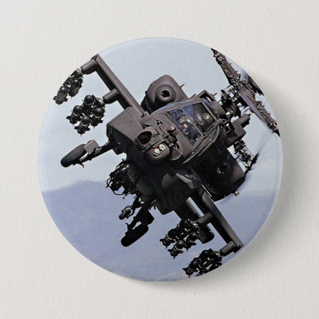 Aapache Attack Helicopter 7.5 Cm Round Badge (Front)