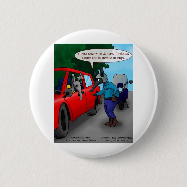Aardvark Driving While Bugged Funny Tees Mugs Gift 6 Cm Round Badge (Front)