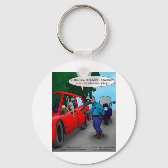 Aardvark Driving While Bugged Funny Tees Mugs Gift Key Ring (Front)