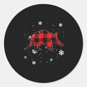 Aardvark Plaid Christmas  Classic Round Sticker